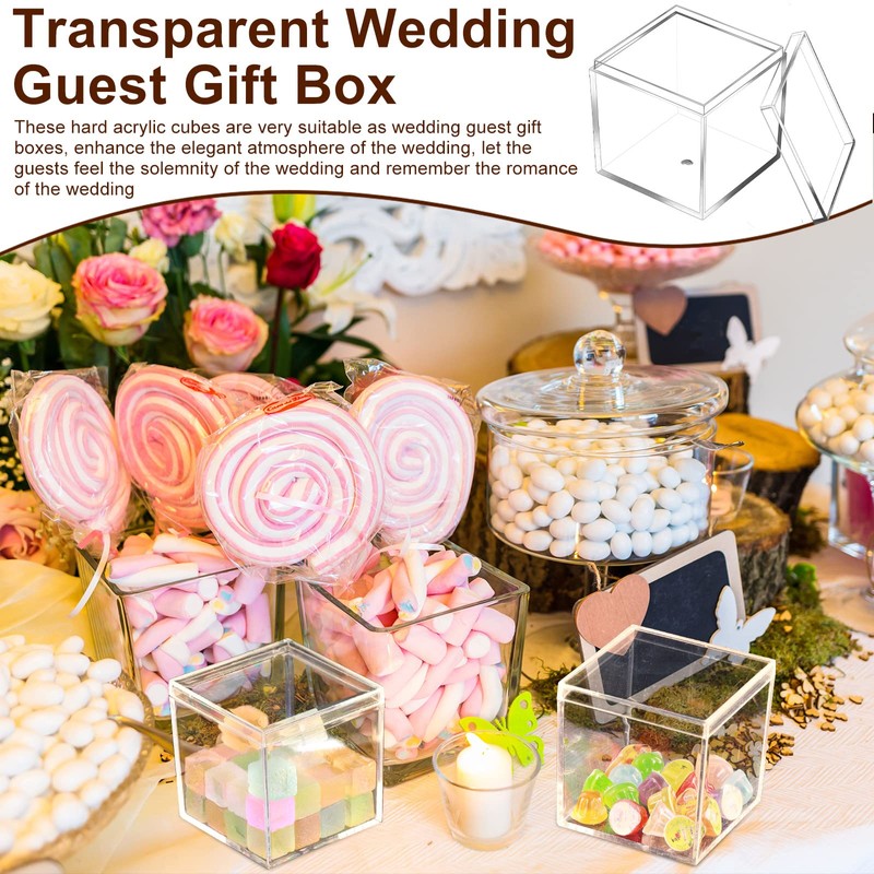 Tuanse 100 Pcs Acrylic Box with Lid Clear Small Acrylic