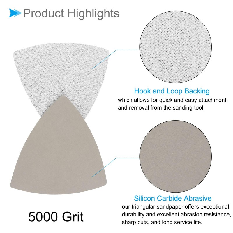 CoCud 10 Pcs 5000 Grit Triangle Sanding Pads Silicon Carbide