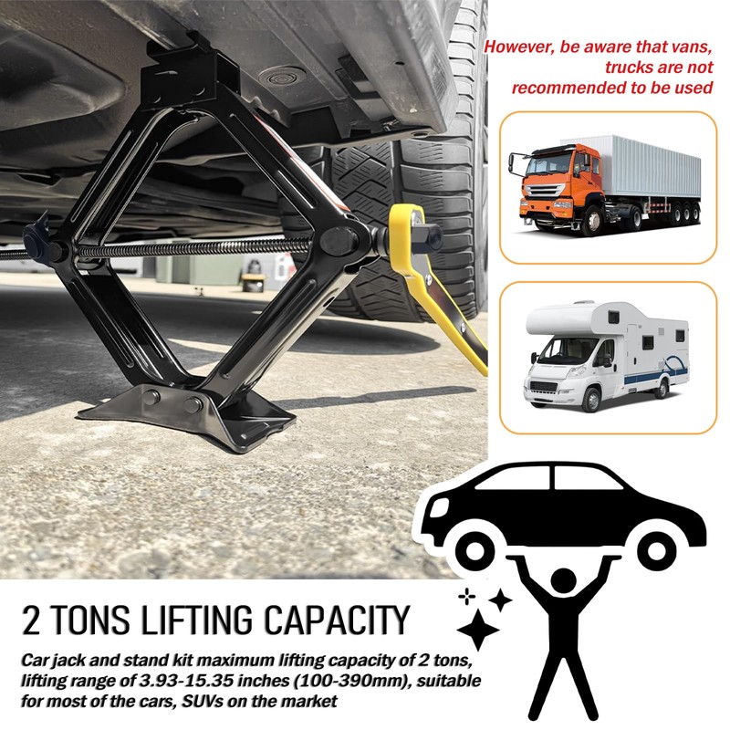 Scissor Jacks Set,2 Ton Portable Car Jack Kit with Lug