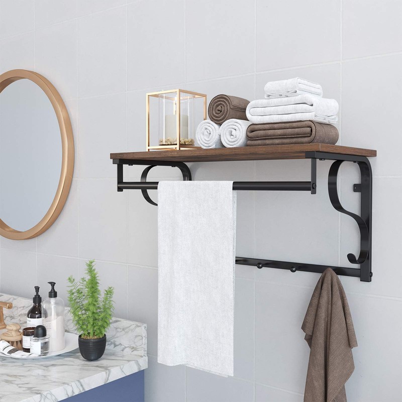 VASAGLE Coat Rack Wall Mount, Wall Hooks with Shelf, Hanging