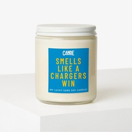 Smells Like a Football Win Scented Candle - 8oz and  16 oz Eco-Friendly Soy Wax House Candle for Game Day Decor & Gift - Long Lasting 100 Hours Burn Time:_Chargers_Sugar Cookie