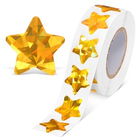 1000 Pcs Holographic Gold Star Stickers 1 Inch Foil Star Metallic Stickers Roll Self Adhesive Label Stars Glitter Stickers for Behavior Chart Student Teachers Planner
