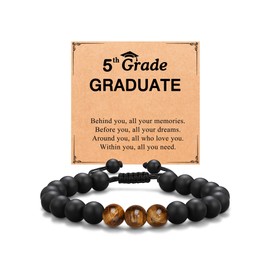UNGENT THEM 5th Grade Graduation Decorations Gifts for Boys Kids Class of 2025 Primary Elementary School Graduate Congratulations Grad Bracelet for Boy Son Grandson Nephew