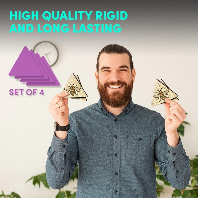 4 x Triangle Coasters - Manchester Bee Mosaic Pattern Cork