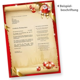 Santa Claus Briefpapier Weihnachten (50 Blatt) Weihnachtsbriefpapier A4 mit Weihnachtsmann
