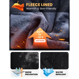 TBMPOY Men's Skiing Jackets Winter Waterproof Snow Thick Fleece Lined Hooded Utility Cold Weather Warm Outdoor Ice Work Black M