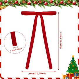 9 PCS Christmas Red Velvet Ribbon Bows 23.6 x 15.7 Inch Large Velvet Bow for Christmas Tree Vintage Red Ribbon Bow Ornaments for Xmas Tree Decor Wreath Garland Staircase Indoor Outdoor Party Decor