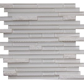 Simple Tile - 5 Sheets Glass and Stone Mosaic Tile for Kitchen Backsplash, Bathroom Shower Wall, Etc, Horizon Collection, Mixed Strips, 12"X12"X5/16 (Set of 5 Sheets, GM 2203 - Chocolate)