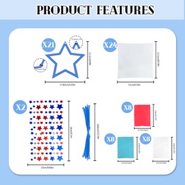soleim 24 Sets Independence Day Suncatchers Craft 4th of July Tissue Paper Craft Kits DIY Hanging Ornament Supplies DIY Star Ornaments Window Art,Party Favors Gifts