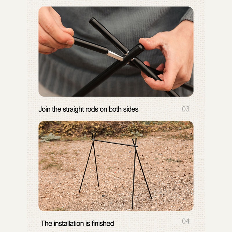 Hanging Rack Black Tripod Structure Folding Hanging Shelf with Storage