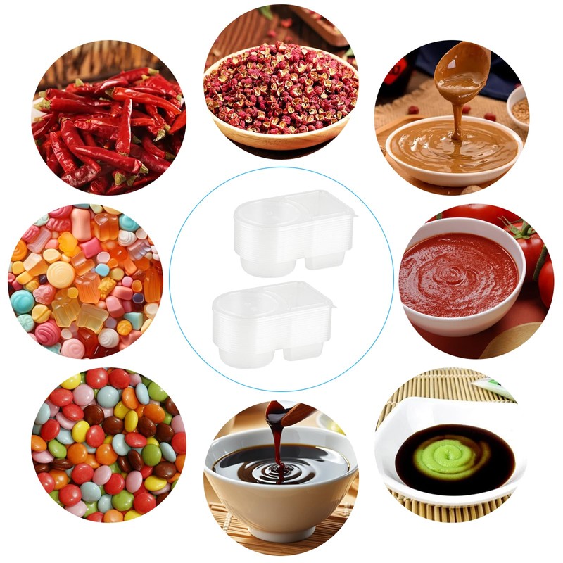 HexinYigjly 40 Set Double Compartment Snack Pots with Compartments, 130ml