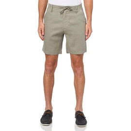 GUESS Men's Fletcher Linen Draw Cord Short, Sage Plant Multi