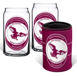 Manly Sea Eagles NRL Rugby League Can Glasses and Can Cooler