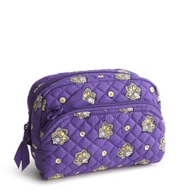 Vera Bradley Premium Cotton Medium Cosmetic Makeup Bag, Purple and Gold Bandana Paisley