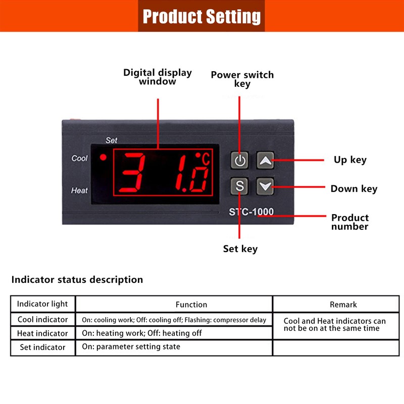 SYWAN 4Pcs STC-1000 110V-220V Digital LED Temperature Controller, Microcomputer Digital