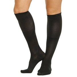 Tommie Copper Women's Recovery Rise Over the Calf Dress Socks, Black, 7-9.5