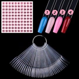 Furtherpretty Clear Nail Swatch Sticks with Number Stickers, 50 Pcs Ballerina Nail Sample Swatches for Gel Polish Color Display Practice Nails muestrario de colores para uñas Manicure Supplies