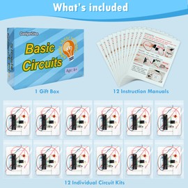 12 Bulk Electric Circuit Kit for Kids Age 6-8 8-12, Basic Circuits Science Light Bulb Experiments for Beginners, Class STEM Projects STEAM Activities, Classroom Educational Circuit Board Building Kits