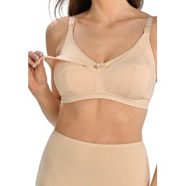 Teyli Nursing Bras - Maternity Bras Without Underwires - Pregnancy Bra Adjustable Straps - Soft Cotton Nursing Bra Beige 42FF