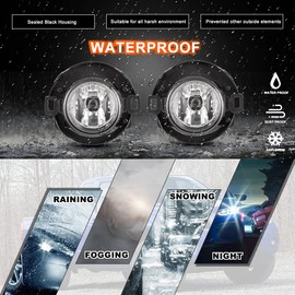 Nixon Offroad Fog Light Set for 2010-2019 Nissan Frontier, 2005-2015 Nissan Xterra w/Bulbs + Wiring Kit + Switch, Driving Fog Light Assembly Clear Lens Pair of Fog Lights - Driver & Passenger