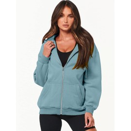 ANRABESS Womens Zip Up Hoodies Long Sleeve Oversized Sweatshirts Fleece Y2K Jacket Pockets 2024 Fall Outfits Fashion Clothes Lake Small