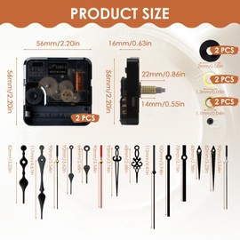 2X Uhrwerk Für Wanduhr Lautlos, Quarz Uhrwerk Mit Zeiger, 20MM Schaftlänge, Uhrwerke Zum Selbsteinbau Mit Zeiger, Uhrenwerk Ersatzteile, Funkuhrwerk Für Wanduhr, Uhrwerk Funk, Schwarz