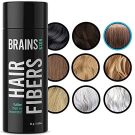 Brains & Son Hair Fiber - Premium Hair Thickener â Immediately Conceals Receding Hairlines, Hair Loss, Balding Areas and Thinning Hair â Undetectable Keratin Fibers - Hair Powder | 25g (BROWN)