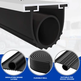 DGSL Garage Door Seals Bottom Rubber，Weather Stripping Sealing Strip Replacement, Universal Weatherproof Threshold Buffering (Black, 20Ft)
