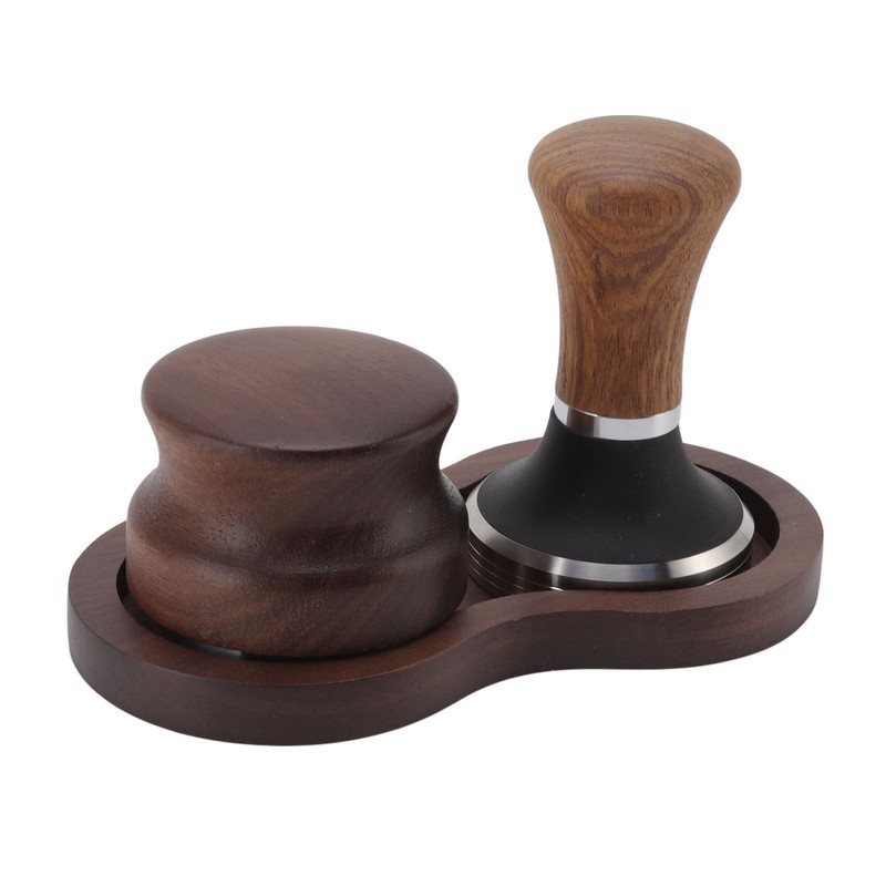 Coffee Hammer Tamping Kit Walnut Stainless Steel Tamper Distributor Set