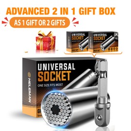 HELEMAN 2-Pack Universal Socket Tool Set with Power Drill Adapter - Christmas Gift for Men