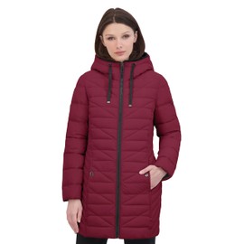 Nautica Women's 3/4 Stretch Puffer Jacket With Fur Hood And Lining, Spice, X-Large