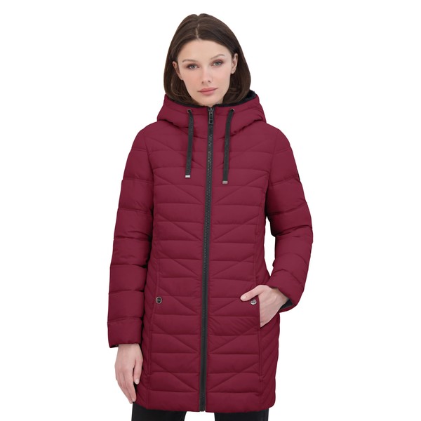 Nautica Women's 3/4 Stretch Puffer Jacket With Fur Hood And