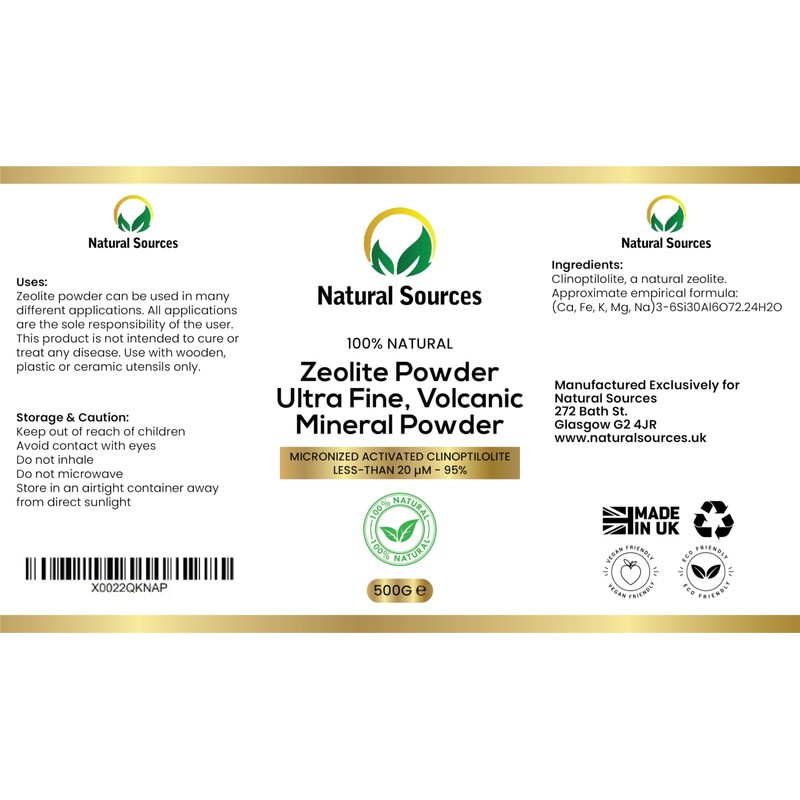 Zeolite Powder by Natural Sources 500g High Purity-Ultra fine, Less