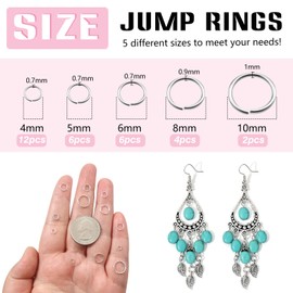 TOAOB 30pcs 925 Sterling Silver Jump Rings 4mm 5mm 6mm 8mm 10mm Silver Open Jump Rings Connectors jewelry jump rings for DIY Earrings Necklace Bracelet Making Repair Supplies