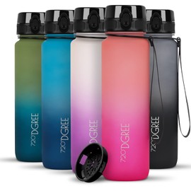 720°DGREE "uberBottle" softTouch Water Bottle + Sieve Multicolour - 1 L - BPA-Free - Water Bottle for University, Sports, Fitness, Bike, Outdoor - Sports Bottle Made of Tritan - Lightweight,