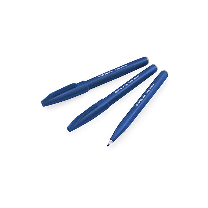 Pentel Brush Sign Pen SES15C Brush Tip Fibre Tip Blue
