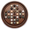 Deluxe Solitaire Game Set: 12.6'' Solid Wooden Board, 32 Natural