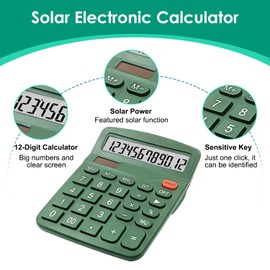 8 Pack Calculator Desktop, 12-Digit Solar Basic Calculator Dual Power Electronic Calculators with Large LCD Display Big Button Handheld Calculator for Office Home and School (Dark Green)