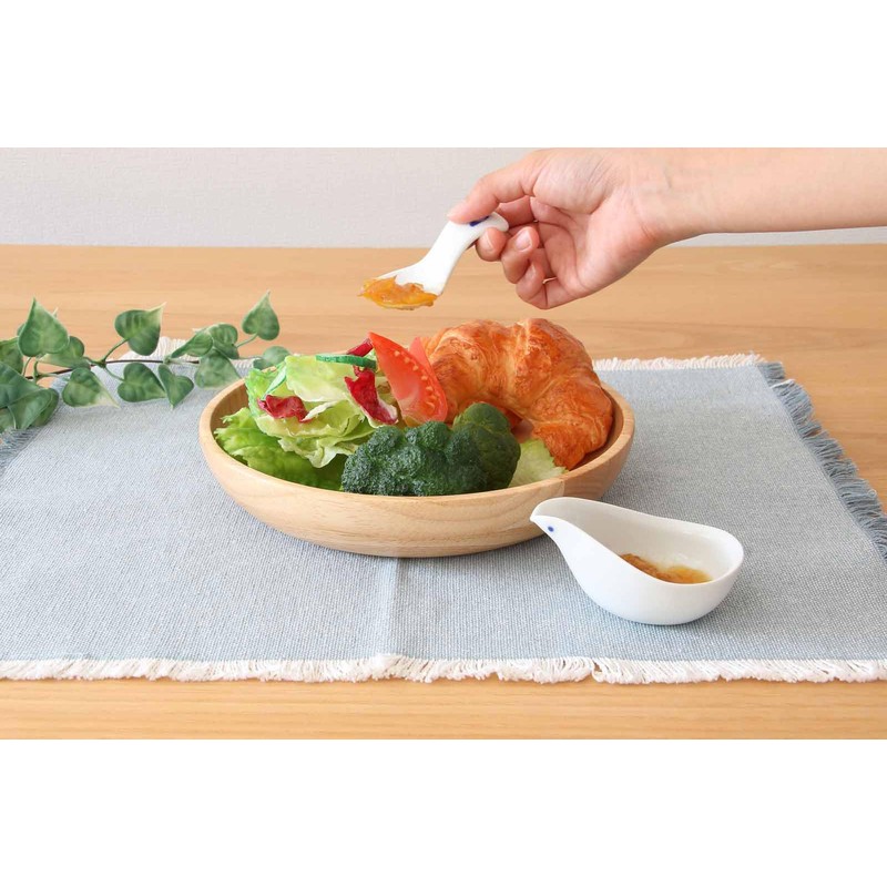 World Create viv Hasamiyaki Sauce Pot & Spoon, White Kotori