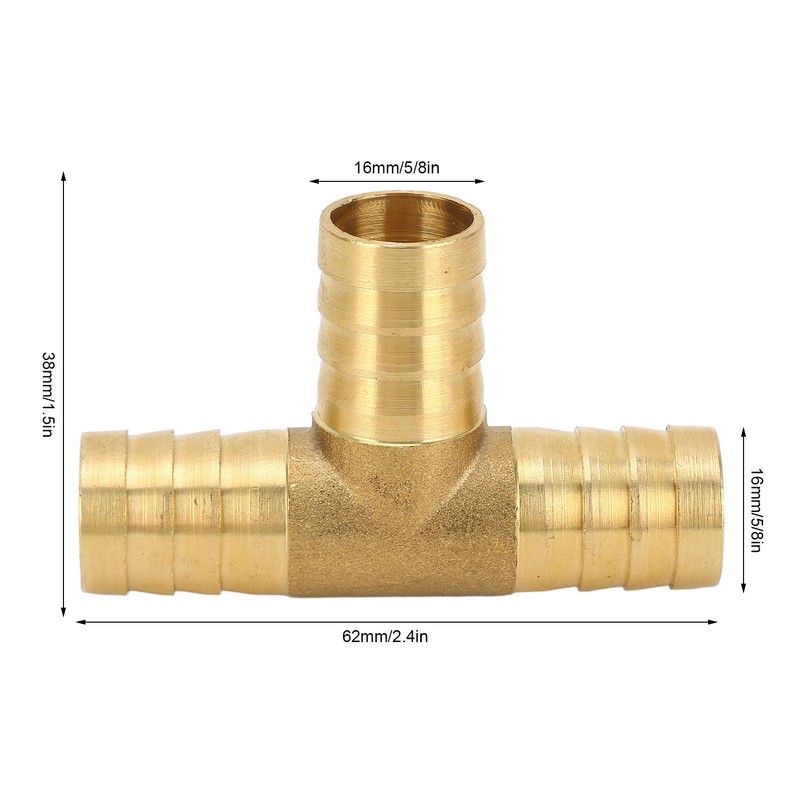 3 Way Adapter Fitting Brass 5/8in Brass Universal Tee Fitting