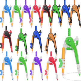 ZEALOR 16 PCS Math Compass Geometry Math Set 6 Inch Plastic Drawing Compass with Pencils for Math Student Classroom School Office Woodworking Art Drawing