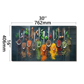 DAIFURONGE Spice Tempered Glass Backsplash For Kitchen Behind Stove,Stove Backsplash Top Cover,Easy to Clean Glass Splashback, Sink Cover Splash Guard,Home Kitchen Wall Decor (30"x16"(76.2x40.64cm))