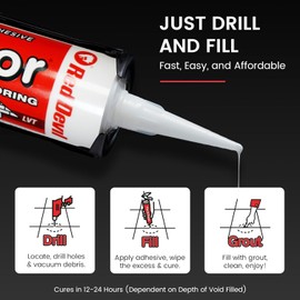 The Original Fix-A-Floor Loose Tile Repair Adhesive PRO Pack! Includes 6 Micro Syringe Injectors and 6 Drill Bits for Tile, Porcelain, Ceramic, Marble, Stone, Wood Floor. Pack of 12