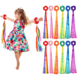 VioraWhite 12 Pcs Rainbow Dance Ribbons Rainbow Rhythm Ribbons Wrist Streamers Hand Held Rhythm Streamers Gymnastics Dance Decorations for Kids and Adults, Assorted Color