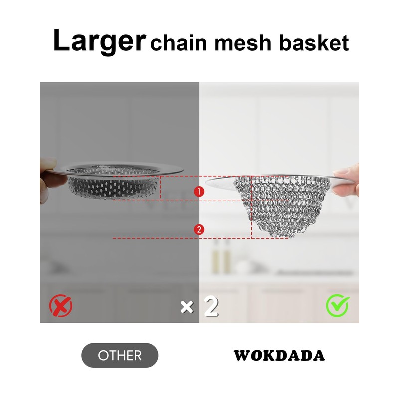 Sink Drain Strainer, Reversible Easy Clean Mesh Sink Strainer with