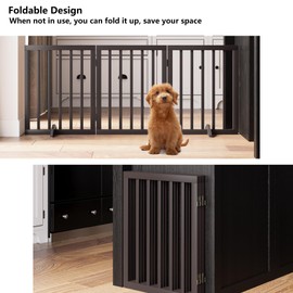 Mino Kesper Dog Gates for Doorways Stair House Pet Gates for Dogs Freestanding Wood Dog Gate with Support Feet Indoor Fence