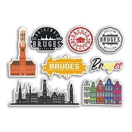 A5 Sticker Sheet Bruges Vinyl Stickers - City Map Brugge Landmarks Culture Stamp Belgium Holiday Travel #78509