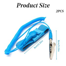 Anti Static Wrist Strap, ESD Grounding PC Earthing Reusable Adjustable Static-Release Wristband with Paint Grounding Wrist Band Static Discharge Prevents Build up of Static Electricity (2PCS)