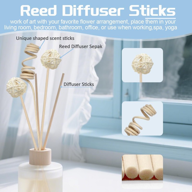 10 Pcs Reed Diffuser Sticks, Natural Rattan Hand Made Flower