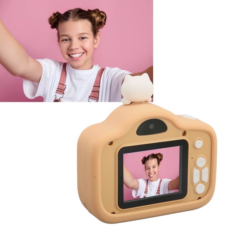 Kids Digital Camera Khaki 40MP HD Dual Camera Children's Cartoon